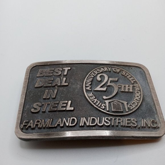 Farmland Industries Belt Buckle Distressed 25th Anniversary Western Cowboy - Picture 9 of 10